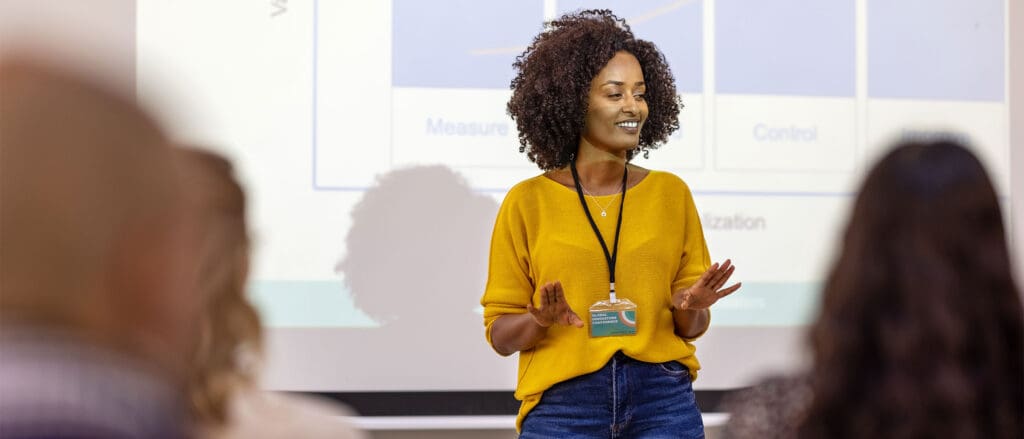 Woman giving training to a group