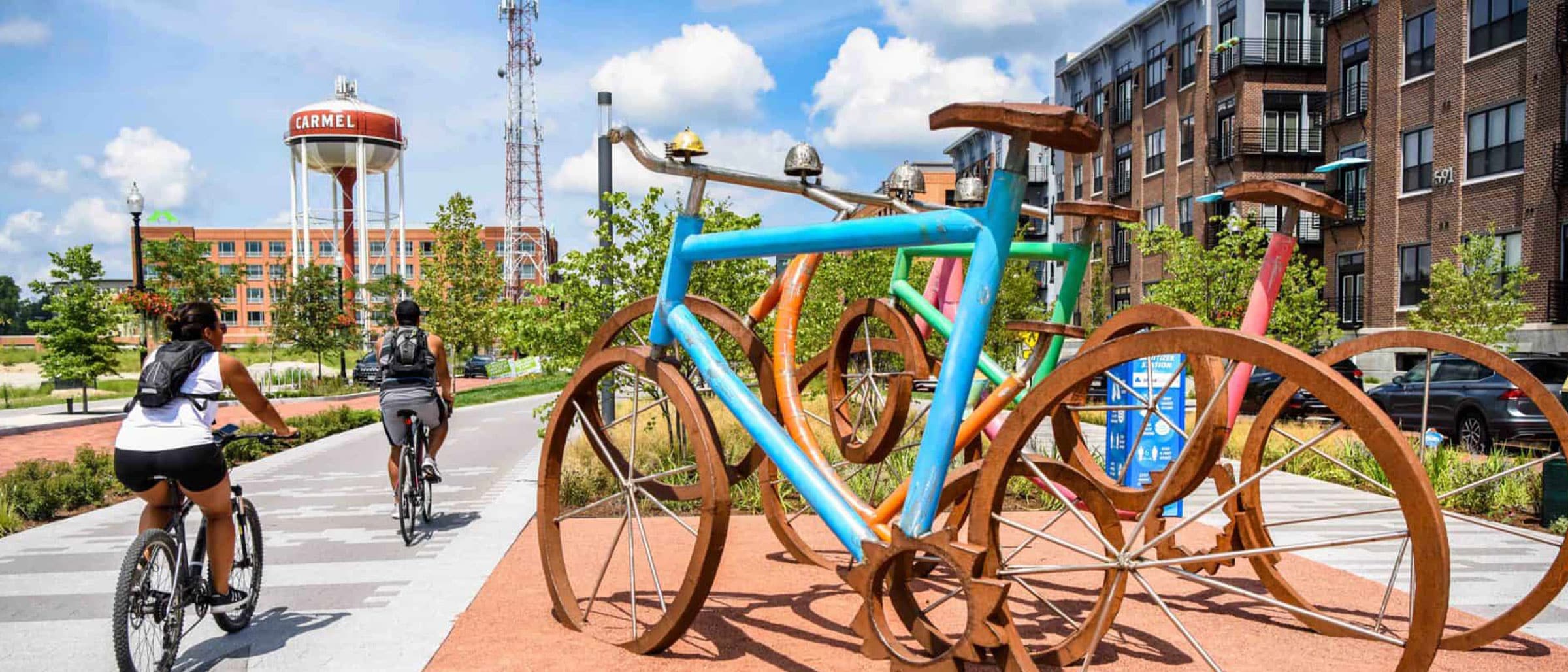 Large bike statue from Carmel, Indiana