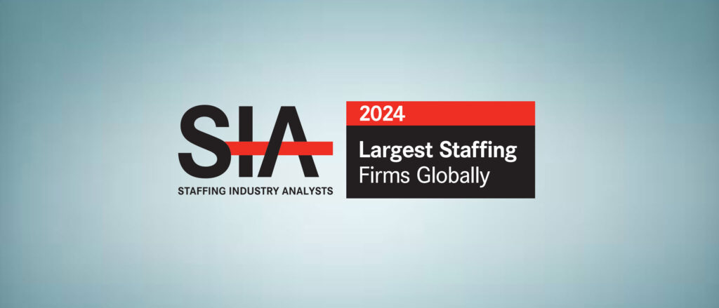 SIA Largest Staffing Firms Globally Award with blue gradient background