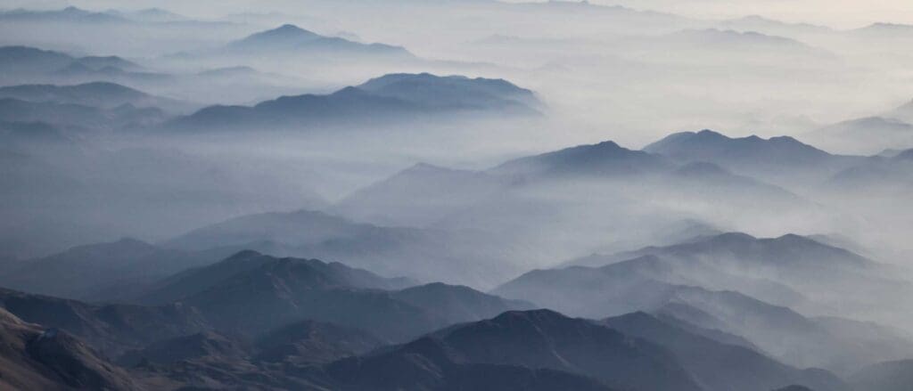 Mountains with clouds covering the tops