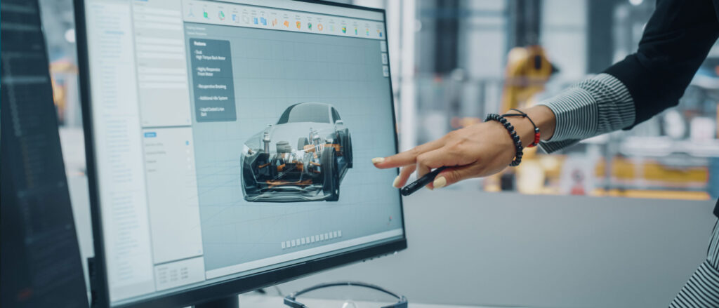 3D model of car on a computer